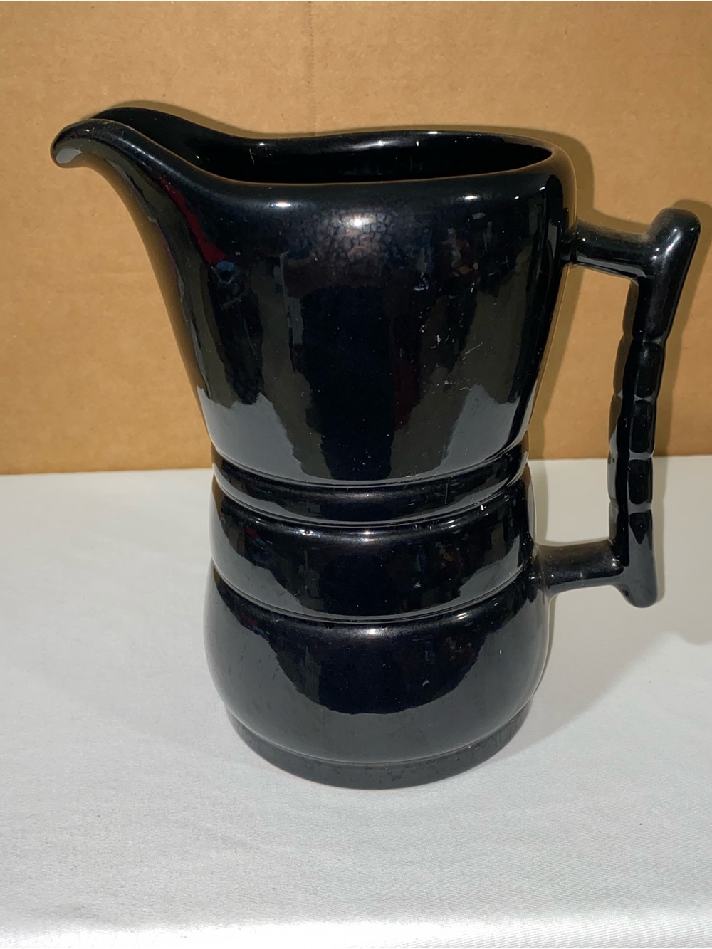 Glossy Black Glaze Frankoma Pottery 26D 1 Qt Pitcher
